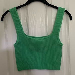 NWT ZARA BASICS SEAMLESS GREEN CROP TOP
